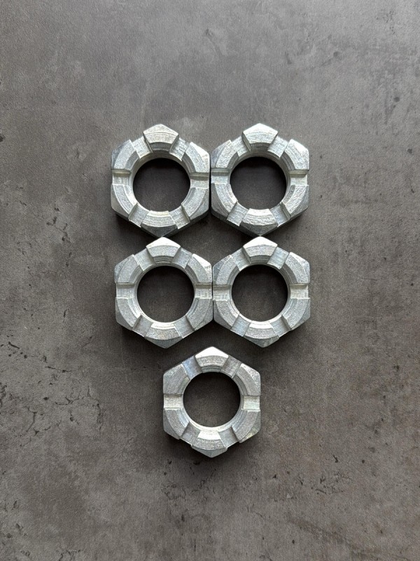 Гайка корончатая, прорезная низкая М30х2 ГОСТ 5919-73, класс прочности 8, покрытие цинк