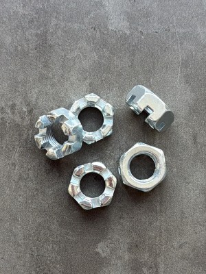 Гайка корончатая, прорезная низкая М14х1,5 ГОСТ 5919-73, покрытие цинк